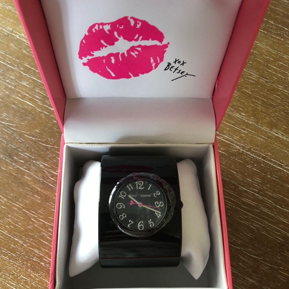 Betsey Johnson black bangle watch